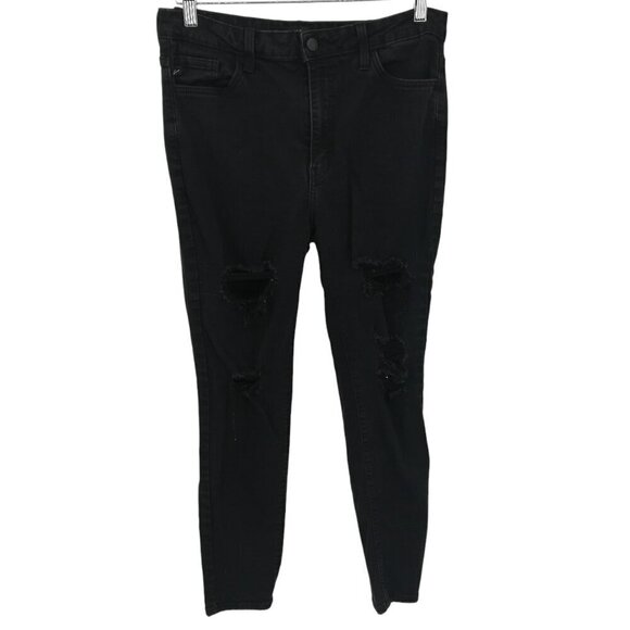 KanCan Kurvy Ultra High Ankle Skinny Jeans Black Size 29 Distressed Destroyed - Picture 1 of 9